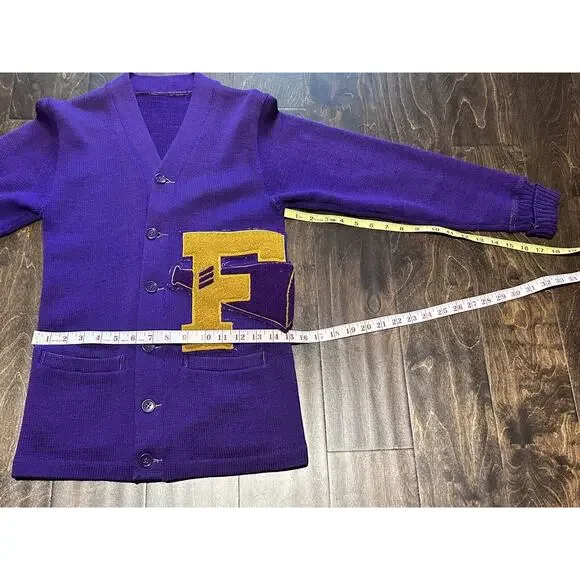 1950s WOOL SAND KNIT CHEERLEADER University HIGH SCHOOL F‎ LETTER SWEATER Read